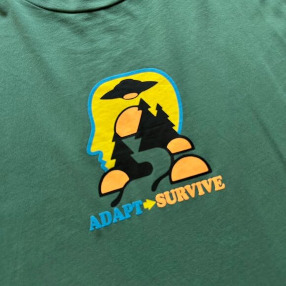Brain Dead Adapt Survive Long‎ Sleeve Shirt Men Large Green Blue Orange Aliens - Picture 1 of 7